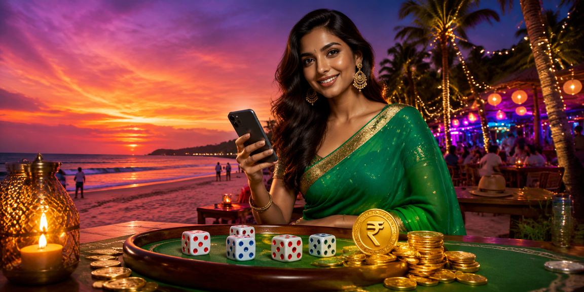 Goa beach dice game with rummy players